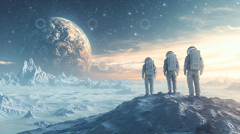 高清大图下载【趣麦麦图】宇航员太空探索