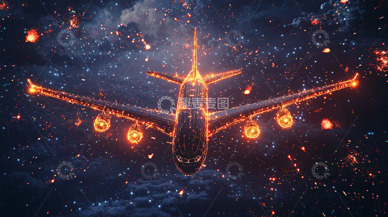 高清大图下载【趣麦麦图】燃烧的飞机