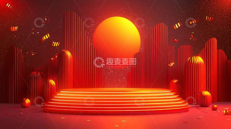 高清大图下载【趣麦麦图】红色舞台背景