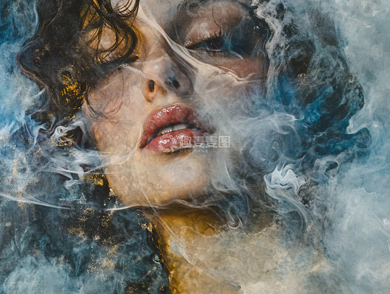 高清大图下载【趣麦麦图】烟雾缭绕的女人
