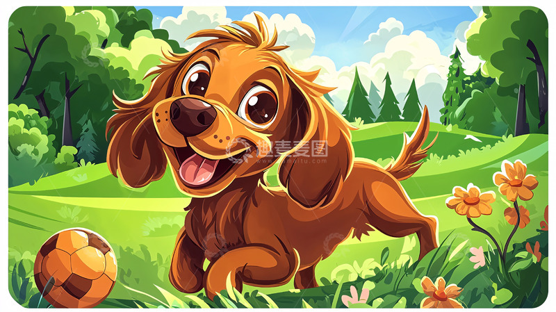 高清大图下载【趣麦麦图】卡通小狗