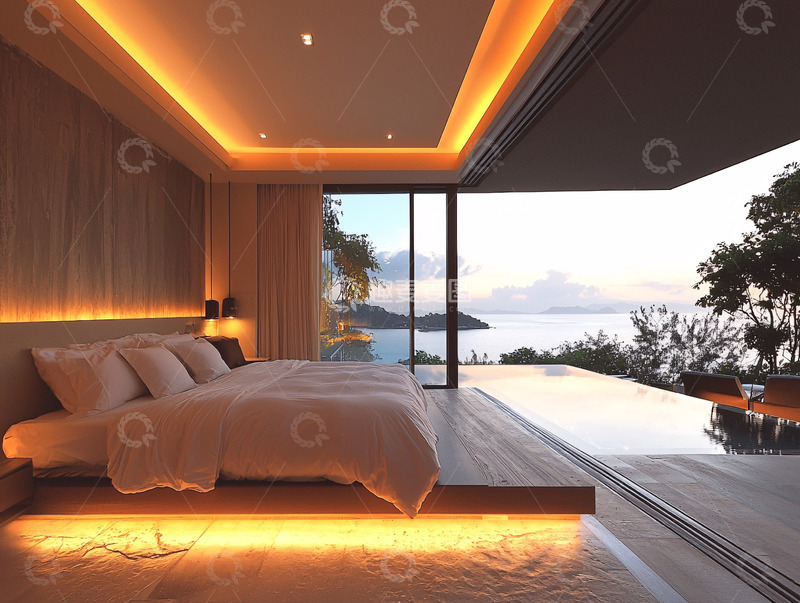 高清大图下载【趣麦麦图】海景卧室现代简约设计