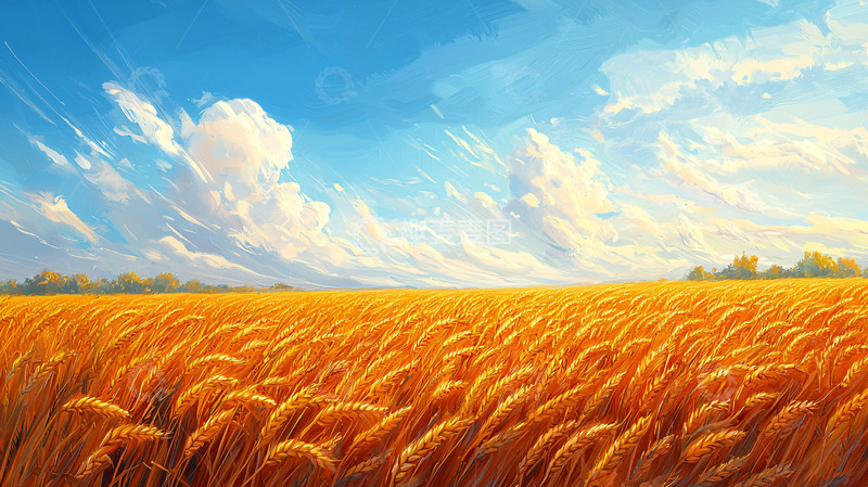 高清大图下载【趣麦麦图】金黄麦田蓝天白云