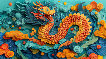 彩色纸雕龙