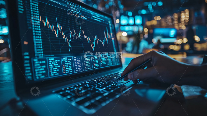 高清大图下载【趣麦麦图】夜晚电脑屏幕股票数据