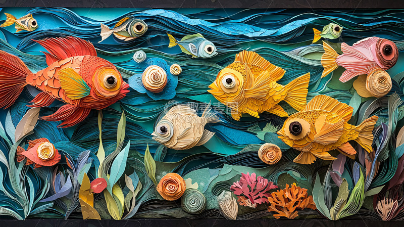 高清大图下载【趣麦麦图】鱼群在水波中游动