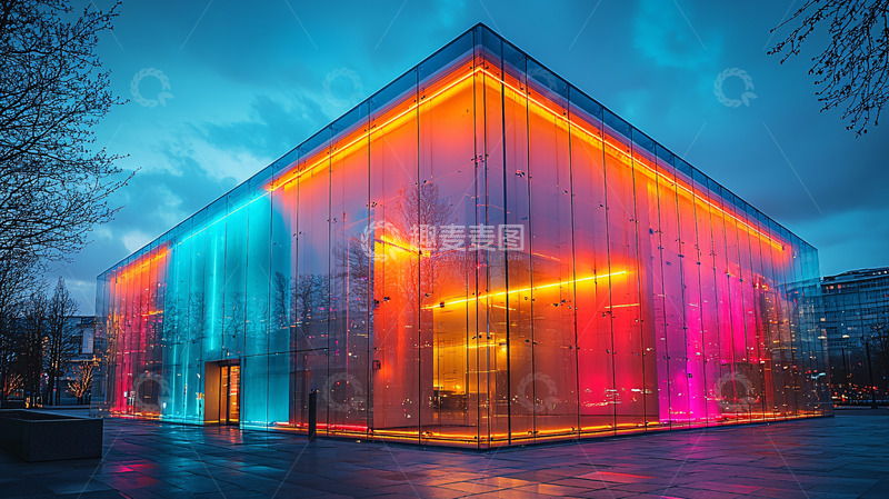 高清大图下载【趣麦麦图】夜景玻璃建筑
