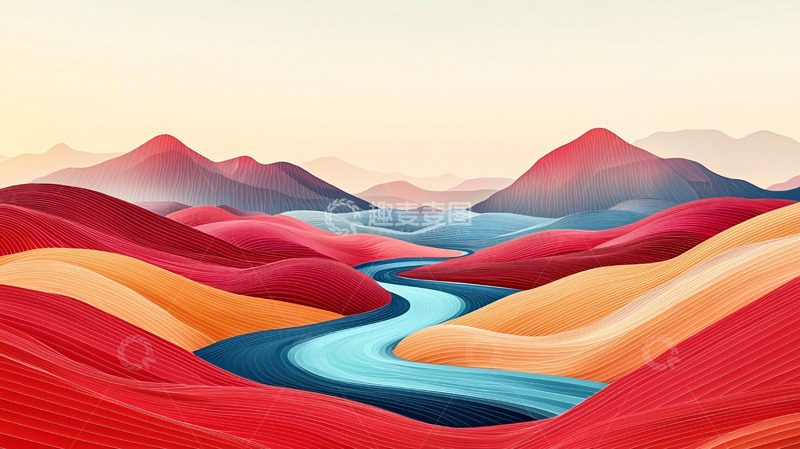 高清大图下载【趣麦麦图】抽象彩色山川河流