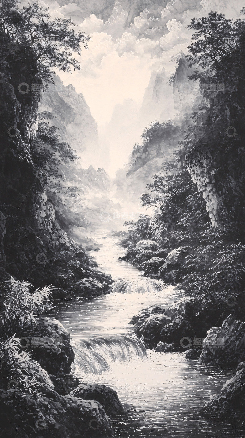 高清大图下载【趣麦麦图】-水墨山水风景画