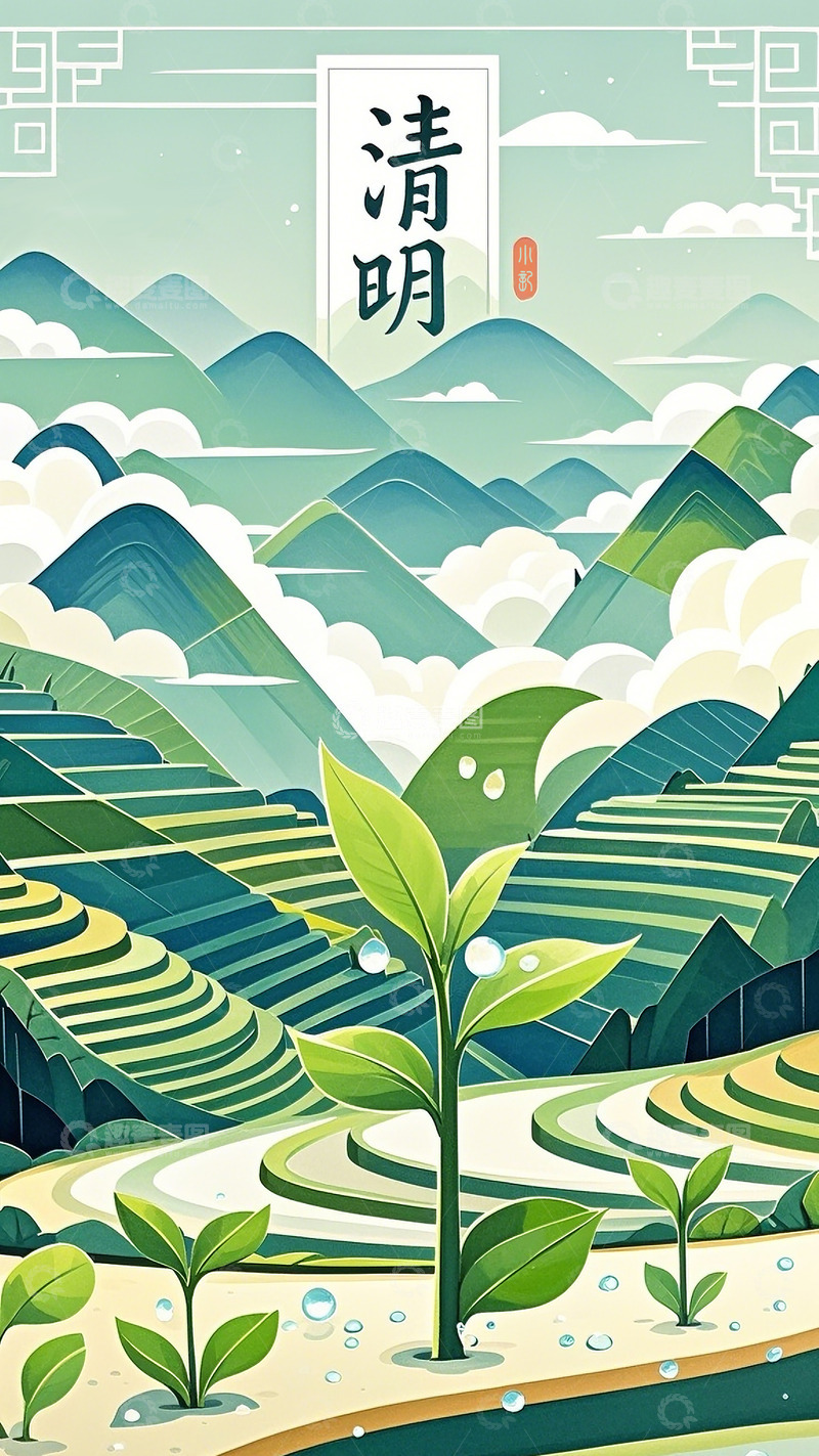 高清大图下载【趣麦麦图】清明踏青好时节1