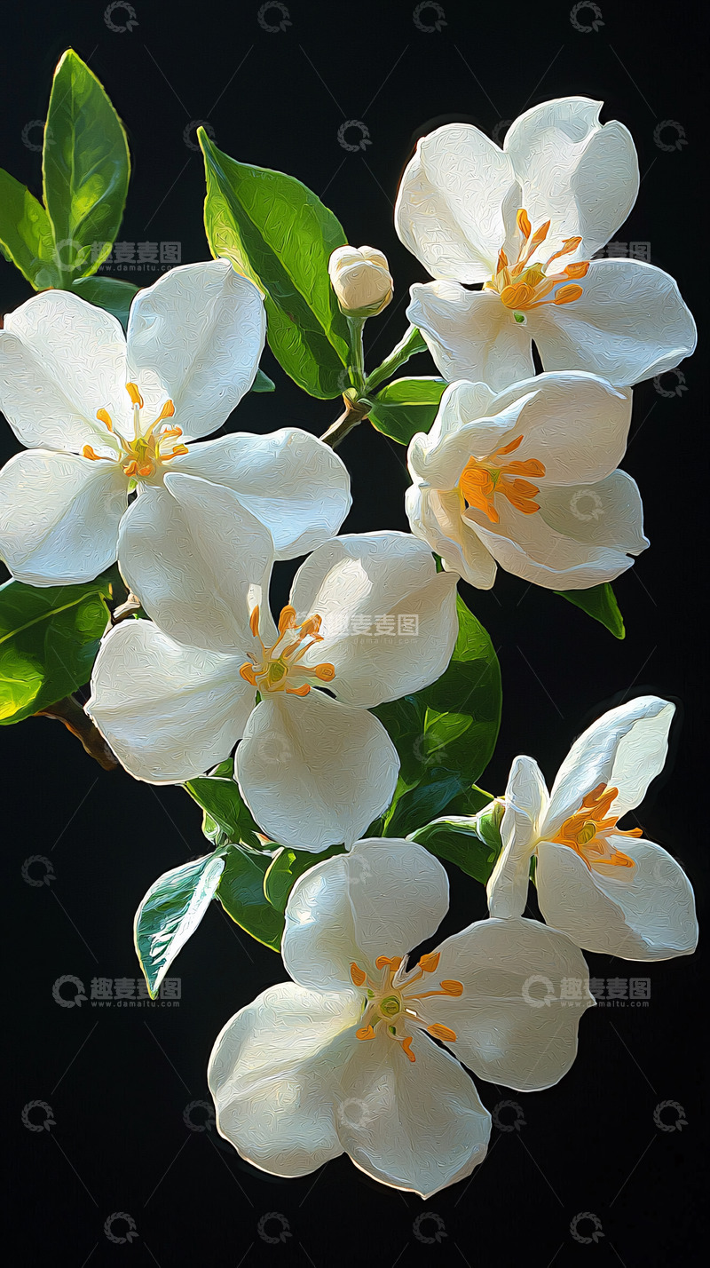 高清大图下载【趣麦麦图】纯白苹果花枝高清特写