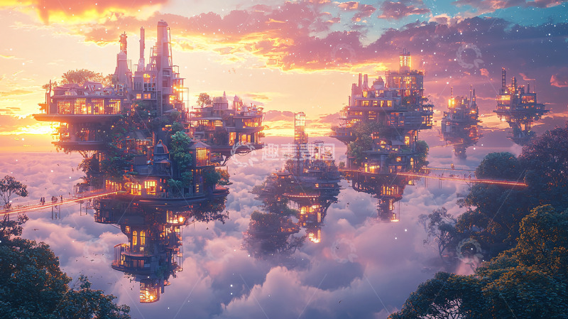 高清大图下载【趣麦麦图】天空之城幻想世界