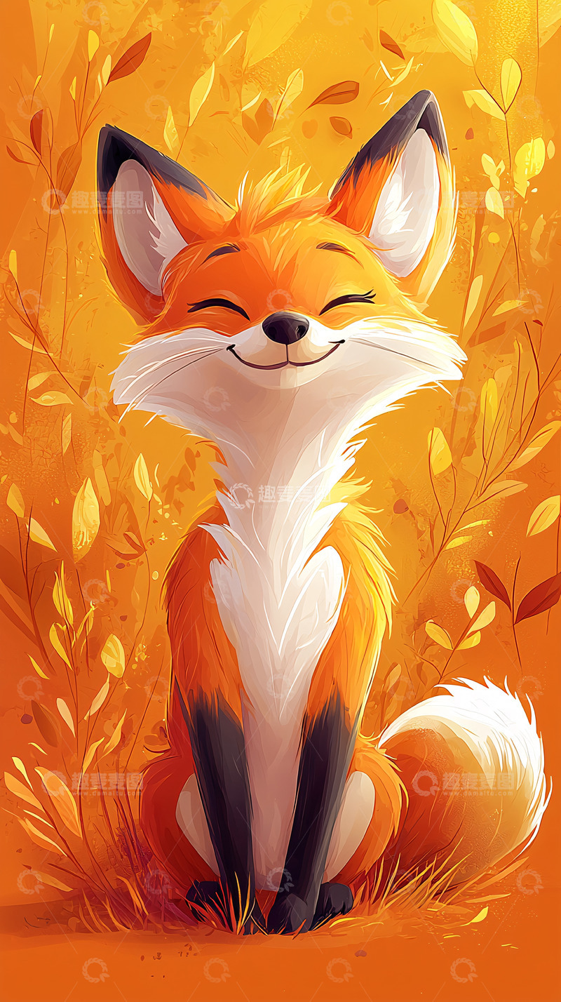 高清大图下载【趣麦麦图】微笑的卡通狐狸