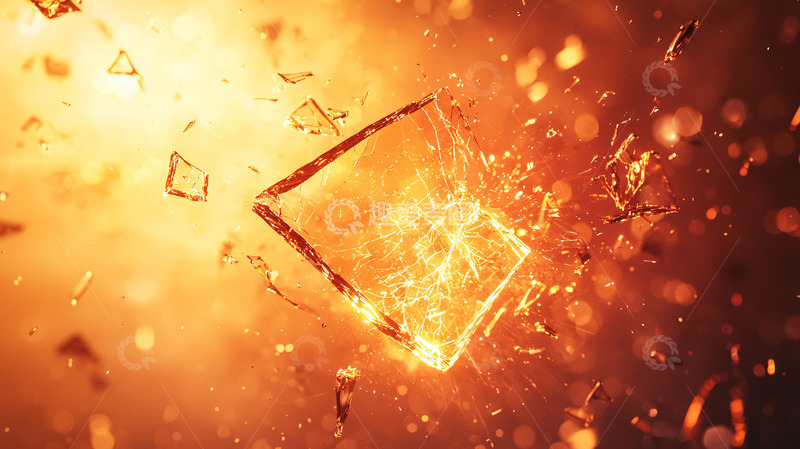 高清大图下载【趣麦麦图】炽热火焰包围破碎玻璃