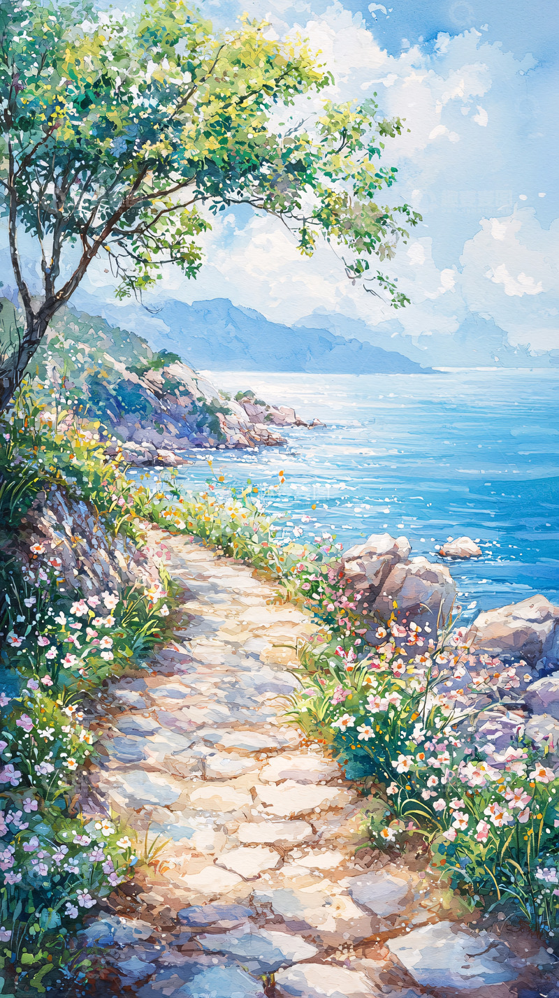 高清大图下载【趣麦麦图】海边小路
