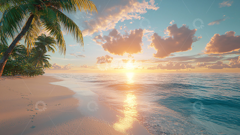 高清大图下载【趣麦麦图】热带海滩日落美景