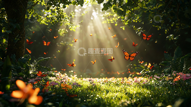 高清大图下载【趣麦麦图】阳光穿透森林