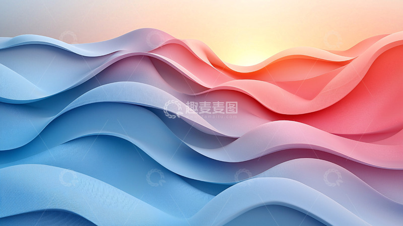 高清大图下载【趣麦麦图】柔和渐变色系抽象波浪