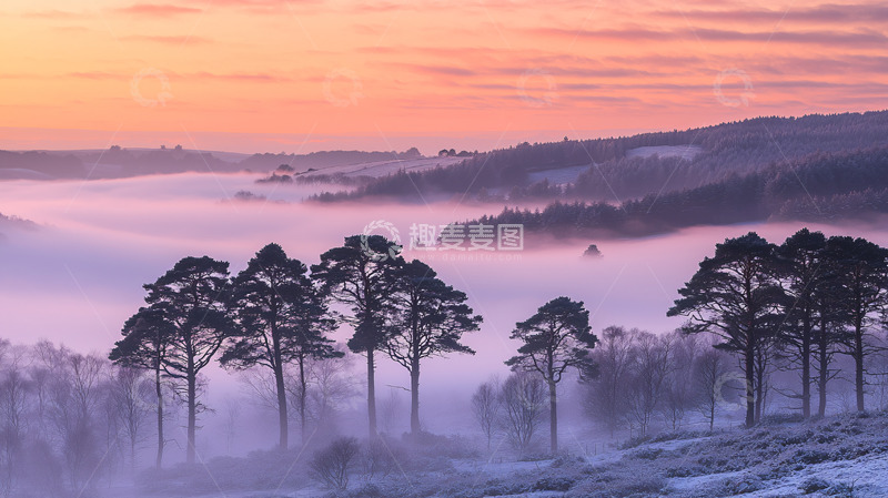 高清大图下载【趣麦麦图】雾气缭绕的清晨山谷