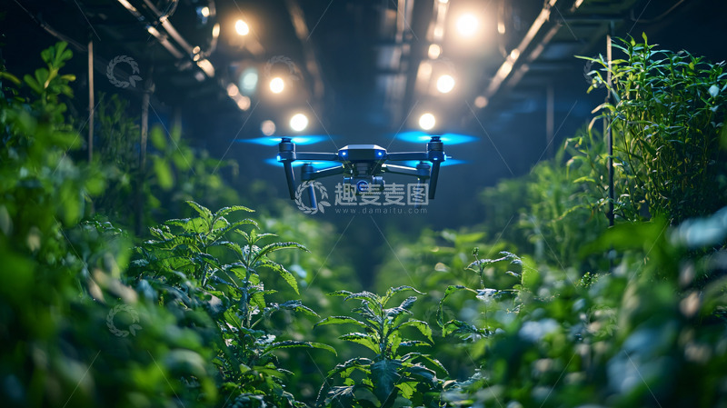 高清大图下载【趣麦麦图】农业无人机飞过农作物