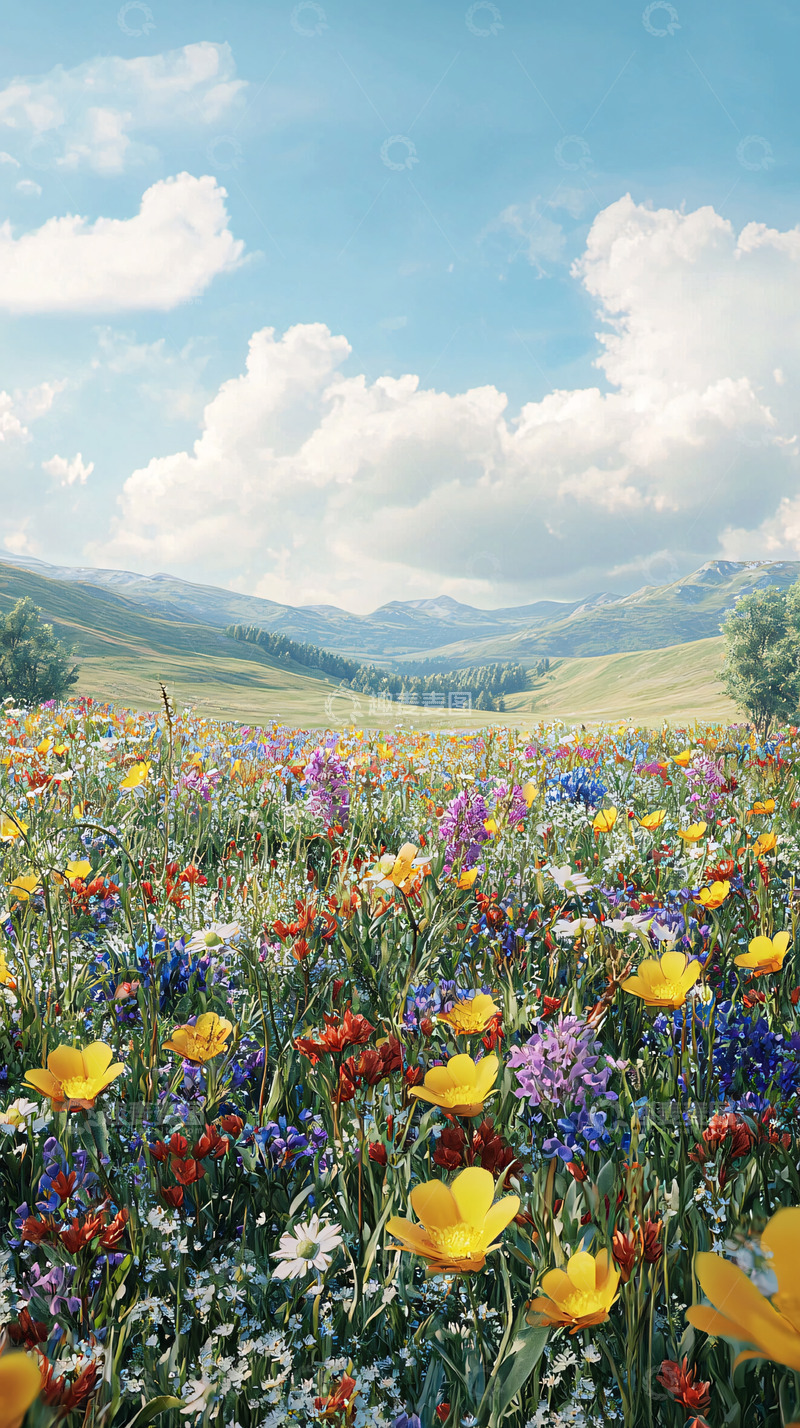 高清大图下载【趣麦麦图】彩色野花田