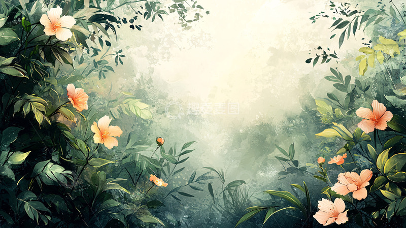 高清大图下载【趣麦麦图】热带雨林花朵背景图