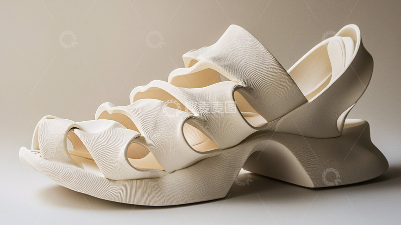 高清大图下载【趣麦麦图】白色雕塑凉鞋
