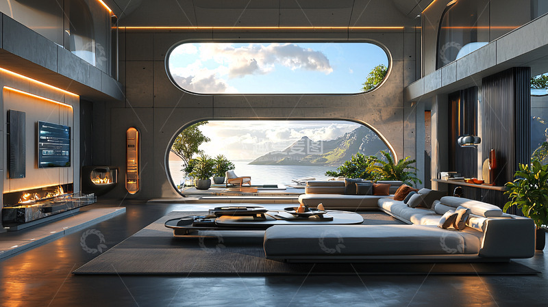 高清大图下载【趣麦麦图】现代未来风格客厅