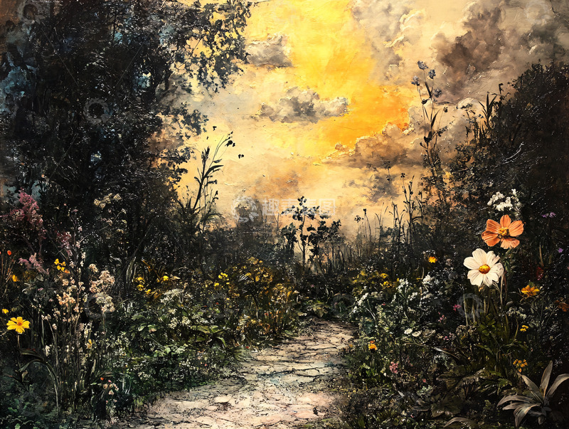 高清大图下载【趣麦麦图】黄昏花园小路