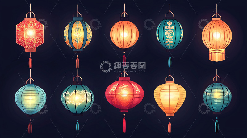 高清大图下载【趣麦麦图】中式灯笼素材
