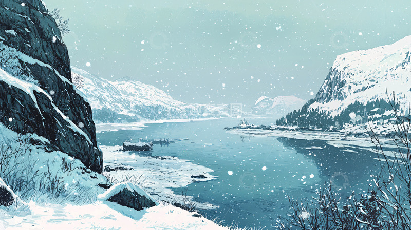 高清大图下载【趣麦麦图】冰雪覆盖的峡湾风光