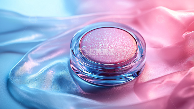 高清大图下载【趣麦麦图】-粉色眼影在丝绸背景上