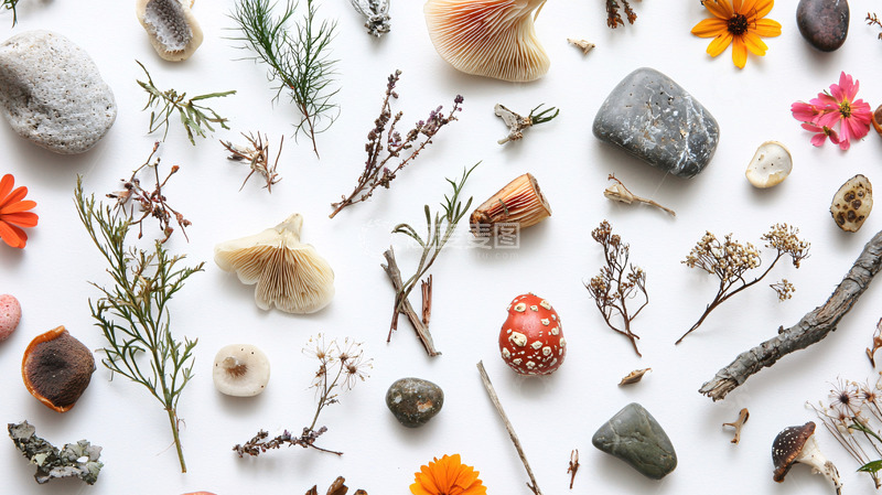 高清大图下载【趣麦麦图】自然采集物平铺背景