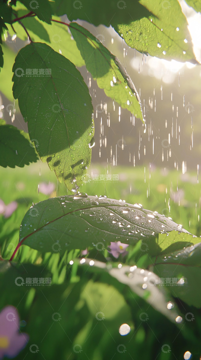 高清大图下载【趣麦麦图】雨后绿叶