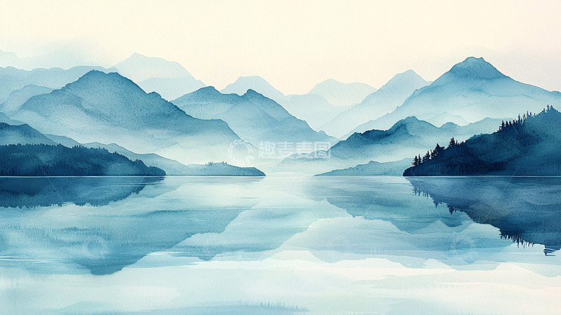 高清大图下载【趣麦麦图】水墨山水倒影