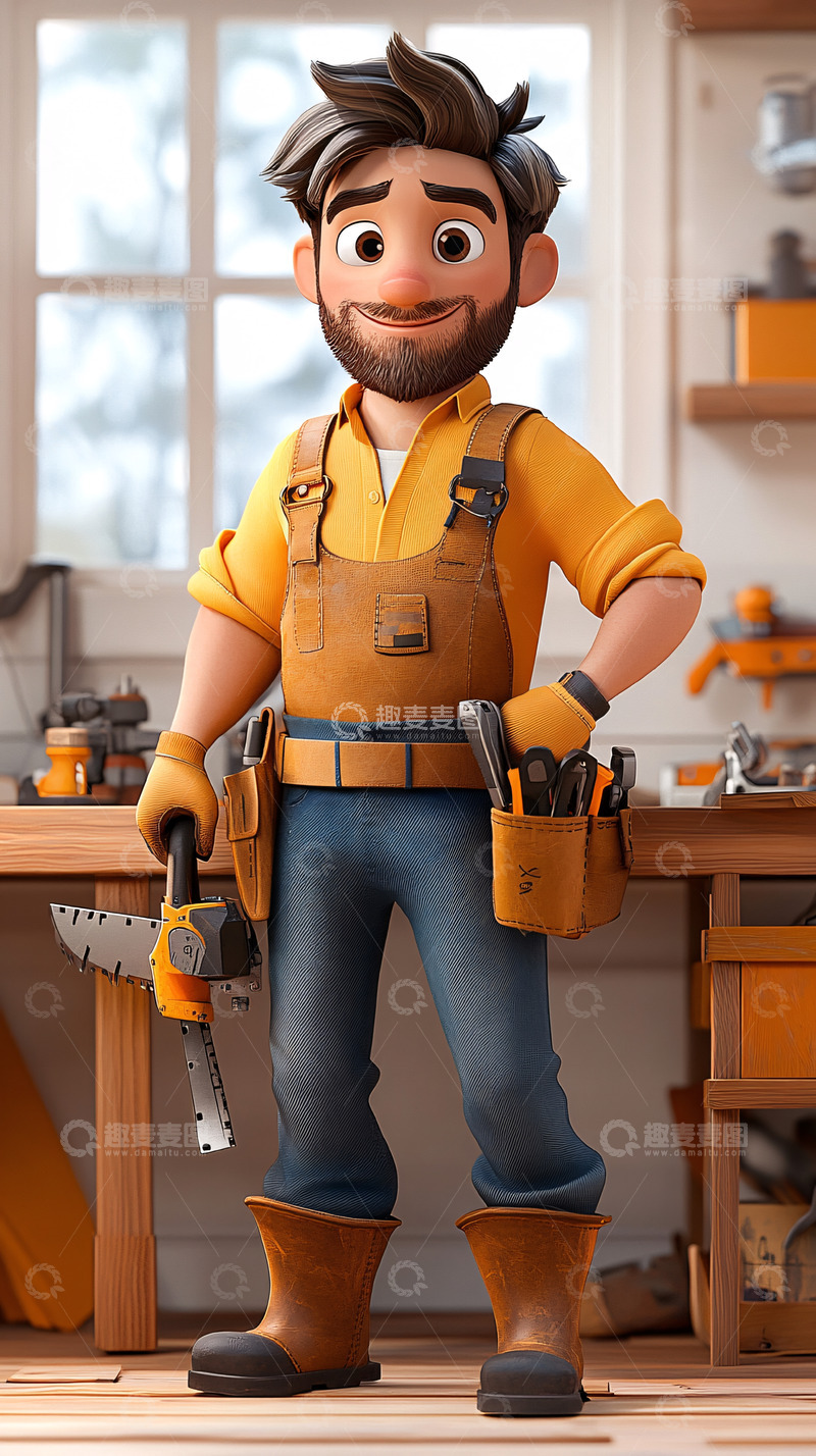 高清大图下载【趣麦麦图】-卡通木匠