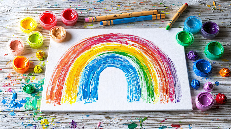 高清大图下载【趣麦麦图】儿童画彩虹涂鸦