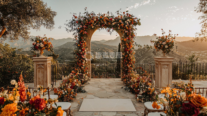 高清大图下载【趣麦麦图】户外婚礼拱门花艺布置