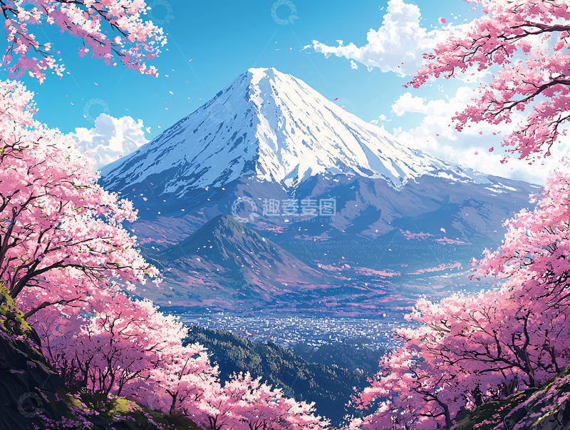 富士山樱花