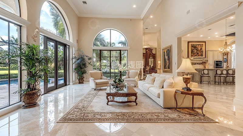 高清大图下载【趣麦麦图】奢华别墅客厅全景图