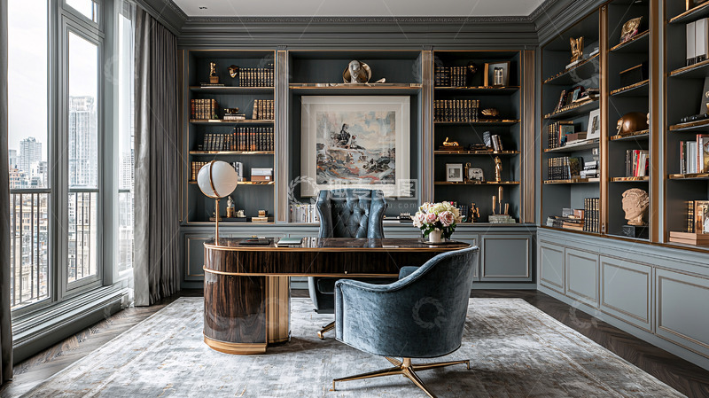 高清大图下载【趣麦麦图】高级灰色书房