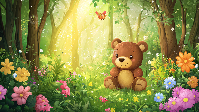 高清大图下载【趣麦麦图】森林里的小熊