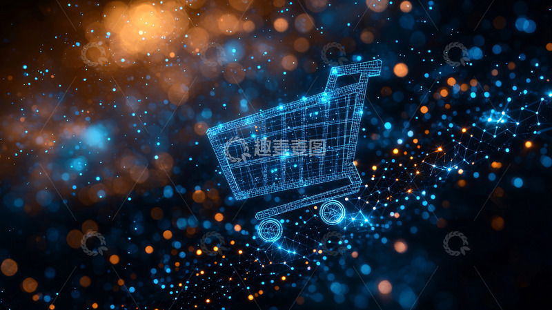 高清大图下载【趣麦麦图】炫酷蓝色购物车