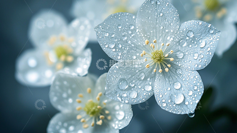 高清大图下载【趣麦麦图】雨后白花特写