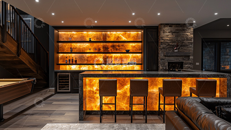 高清大图下载【趣麦麦图】发光吧台背景墙设计
