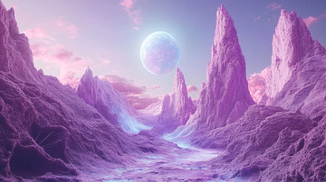 梦幻紫色山脉与星球