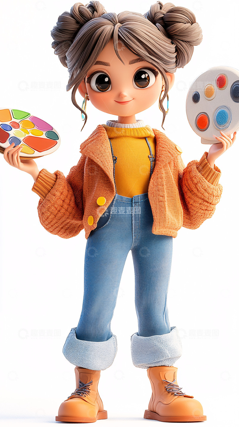 高清大图下载【趣麦麦图】可爱卡通女孩
