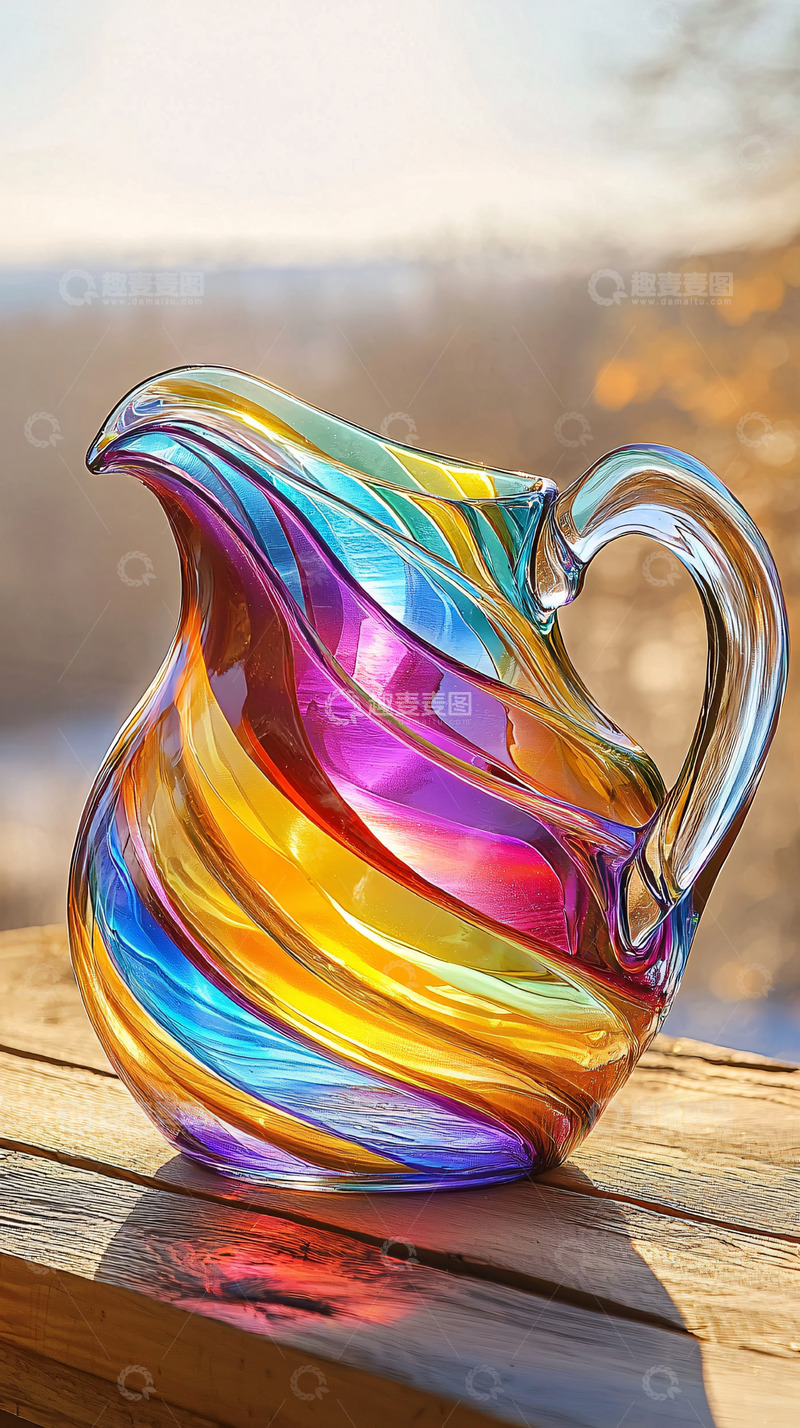 高清大图下载【趣麦麦图】彩虹玻璃水壶