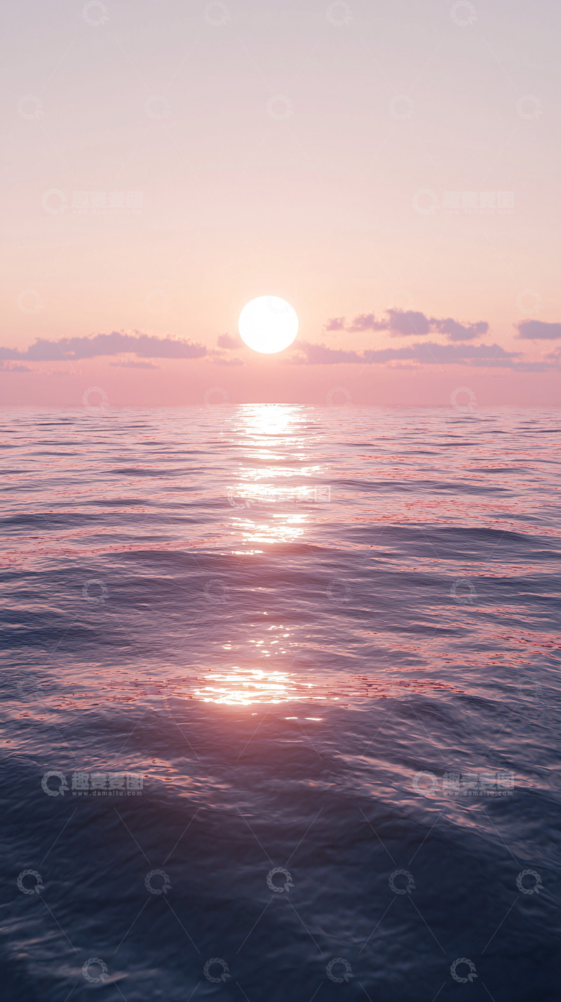 高清大图下载【趣麦麦图】平静海面日出景观
