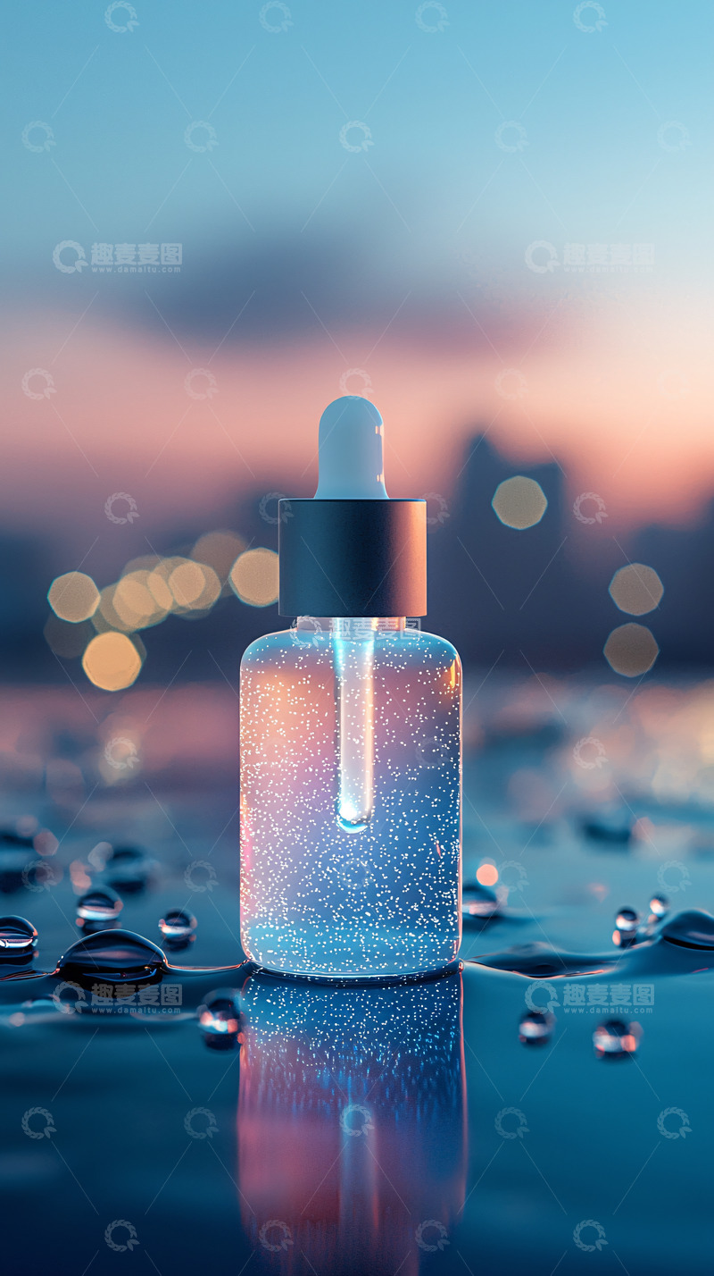 高清大图下载【趣麦麦图】蓝色背景精华液